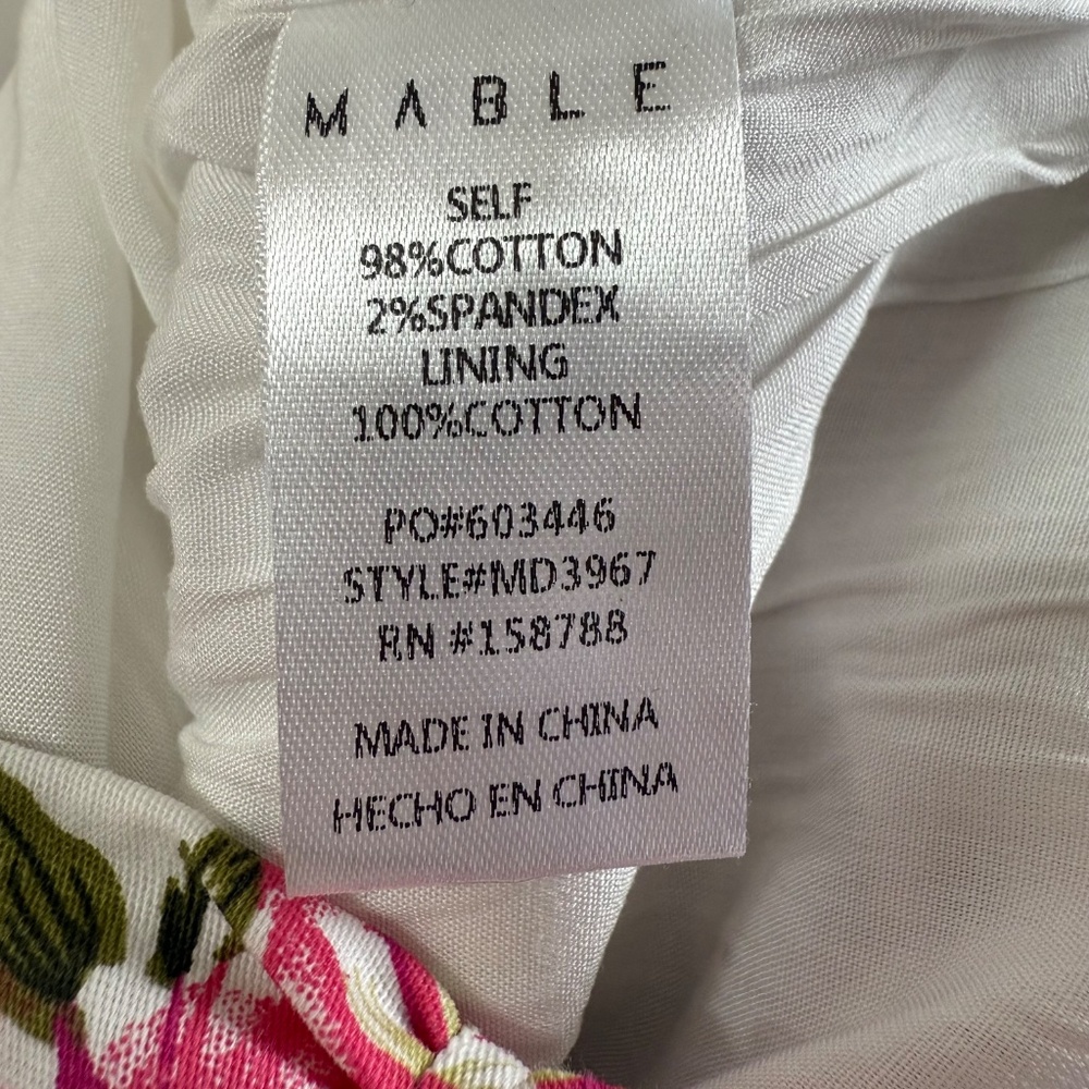 Mable Pink Floral Strapless Ruched Ruffle Mini Dress Size M - Picture 15 of 17